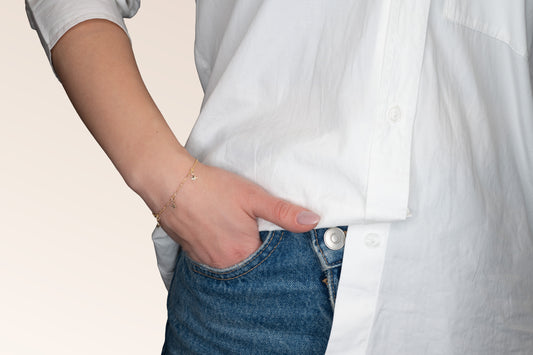 Brățară placată cu aur 18 K Anastasia, model cu talismane, lungime 18 cm