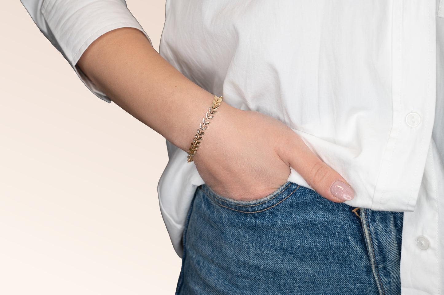 Brățară placată cu aur 18 K Nalaya, model elegant, lungime 19,5 cm cu prelungire de 5 cm