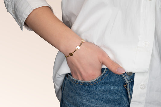 Brățară placată cu aur 18 K Soleil, model cu banuti, lungime 19 cm