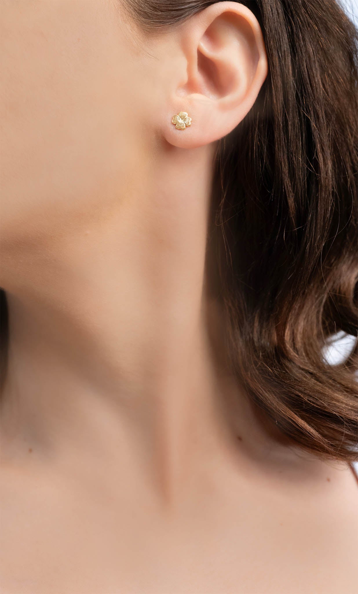 Cercei placați cu aur 18 K Vitalia, inchidere cu surub, fara pietre