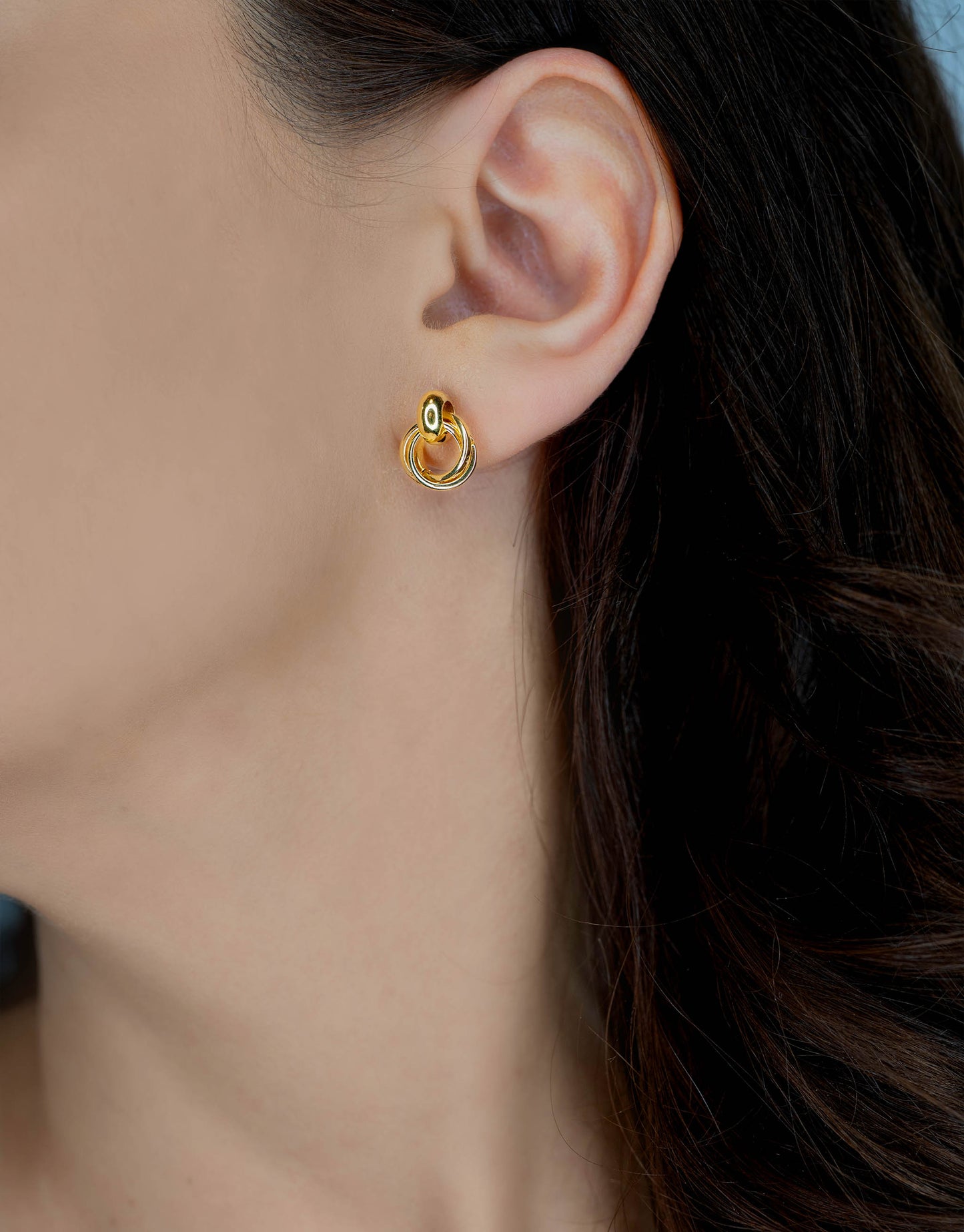 Cercei placați cu aur 18 K Xenia, inchidere cu surub, fara pietre