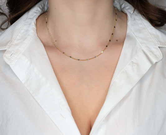 Colier placat cu aur 18 K Diana, model cu inimioare, lungime 40 cm