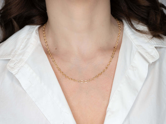 Colier placat cu aur 18 K Gabriela, model cu zale fatetate, lungime 46 cm