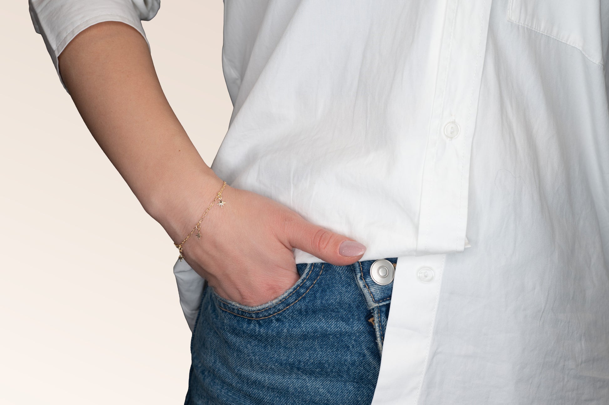 Brățară placată cu aur 18 K Anastasia, model cu talismane, lungime 18 cm 