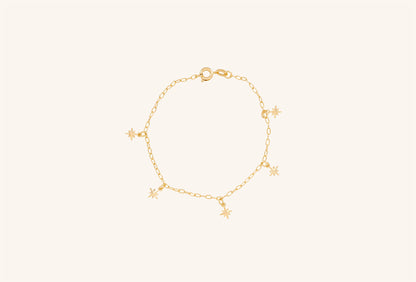 Brățară placată cu aur 18 K Anastasia, model cu talismane, lungime 18 cm 