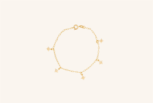 Brățară placată cu aur 18 K Anastasia, model cu talismane, lungime 18 cm 