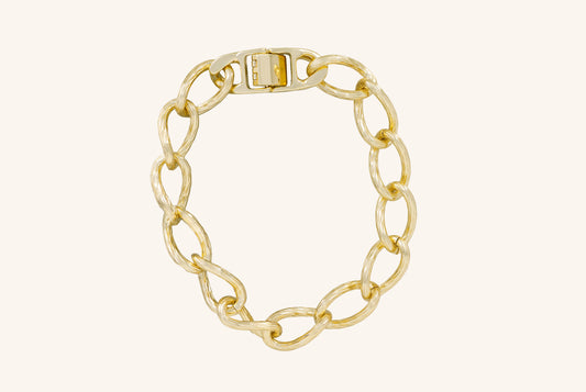 Brățară placată cu aur 18 K Anca, model clasic cu zale fatetate, lungime 21 cm 