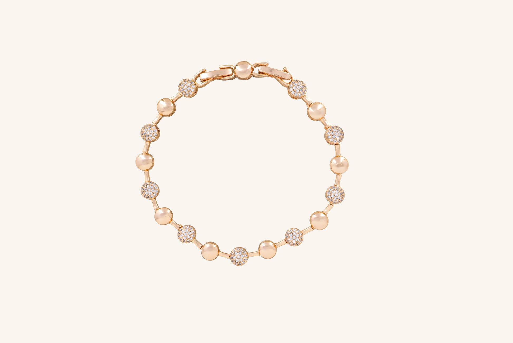 Brățară placată cu aur 18 K Andreea, model cu pietre albe, lungime 17 cm cu o prelungire fixa de 2 cm