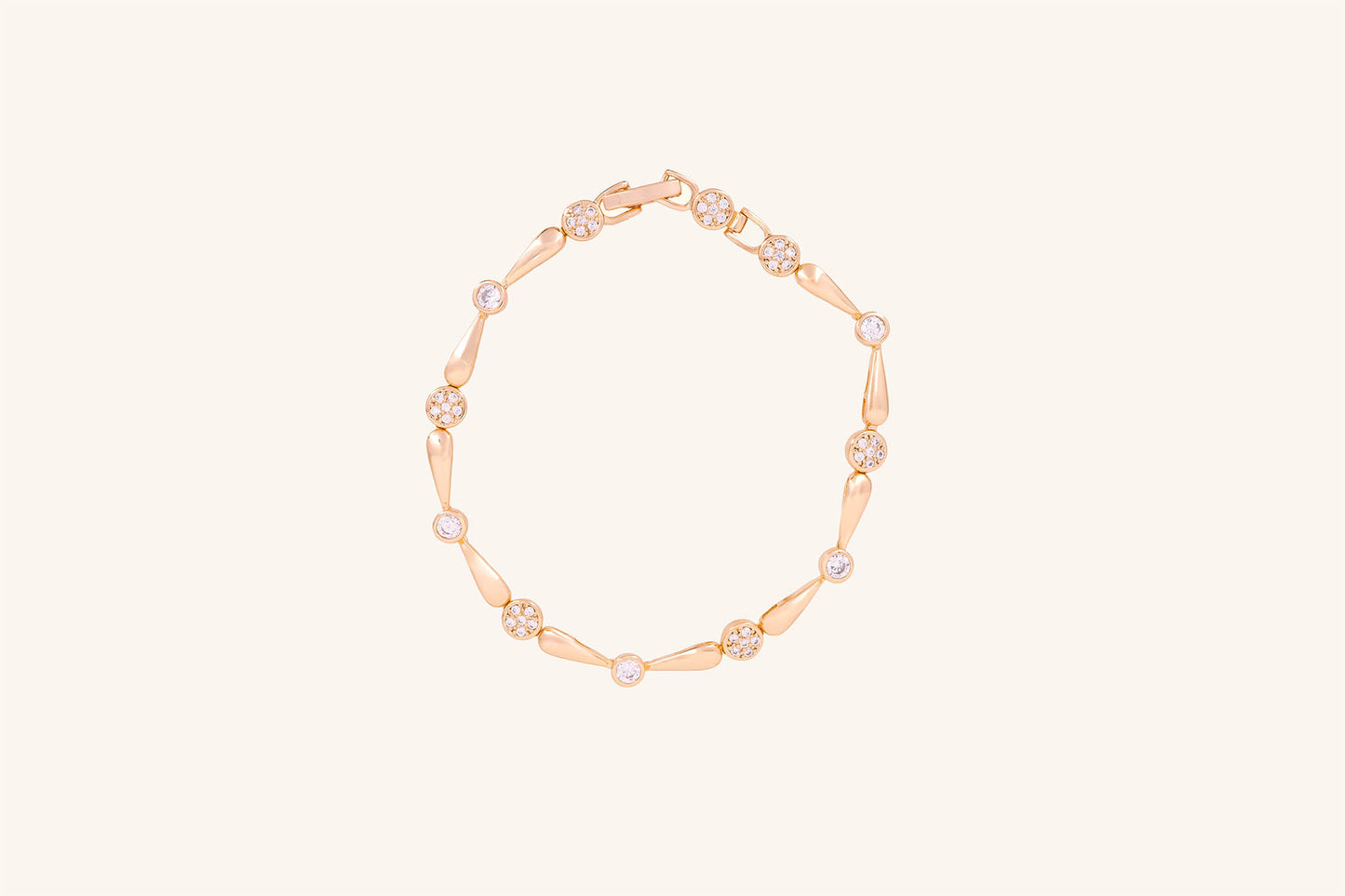 Brățară placată cu aur 18 K Carina, model elegant cu pietre albe, lungime 18,5 cm