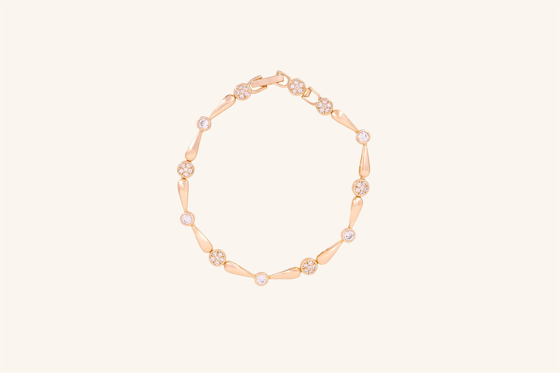 Brățară placată cu aur 18 K Carina, model elegant cu pietre albe, lungime 18,5 cm