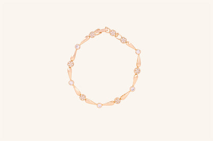 Brățară placată cu aur 18 K Carina, model elegant cu pietre albe, lungime 18,5 cm