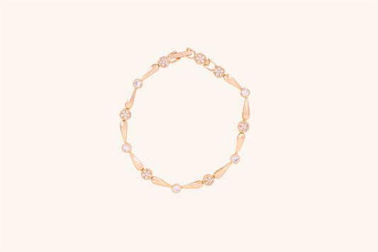 Brățară placată cu aur 18 K Carina, model elegant cu pietre albe, lungime 18,5 cm