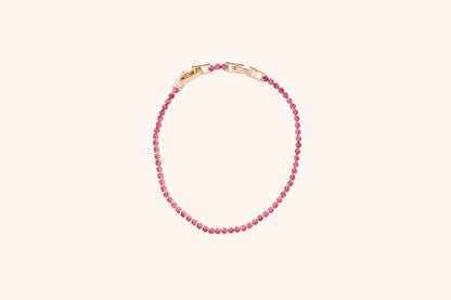 Brățară placată cu aur 18 K Celine, model tenis cu pietre roz, lungime 17 cm cu o prelungire de 2 cm 