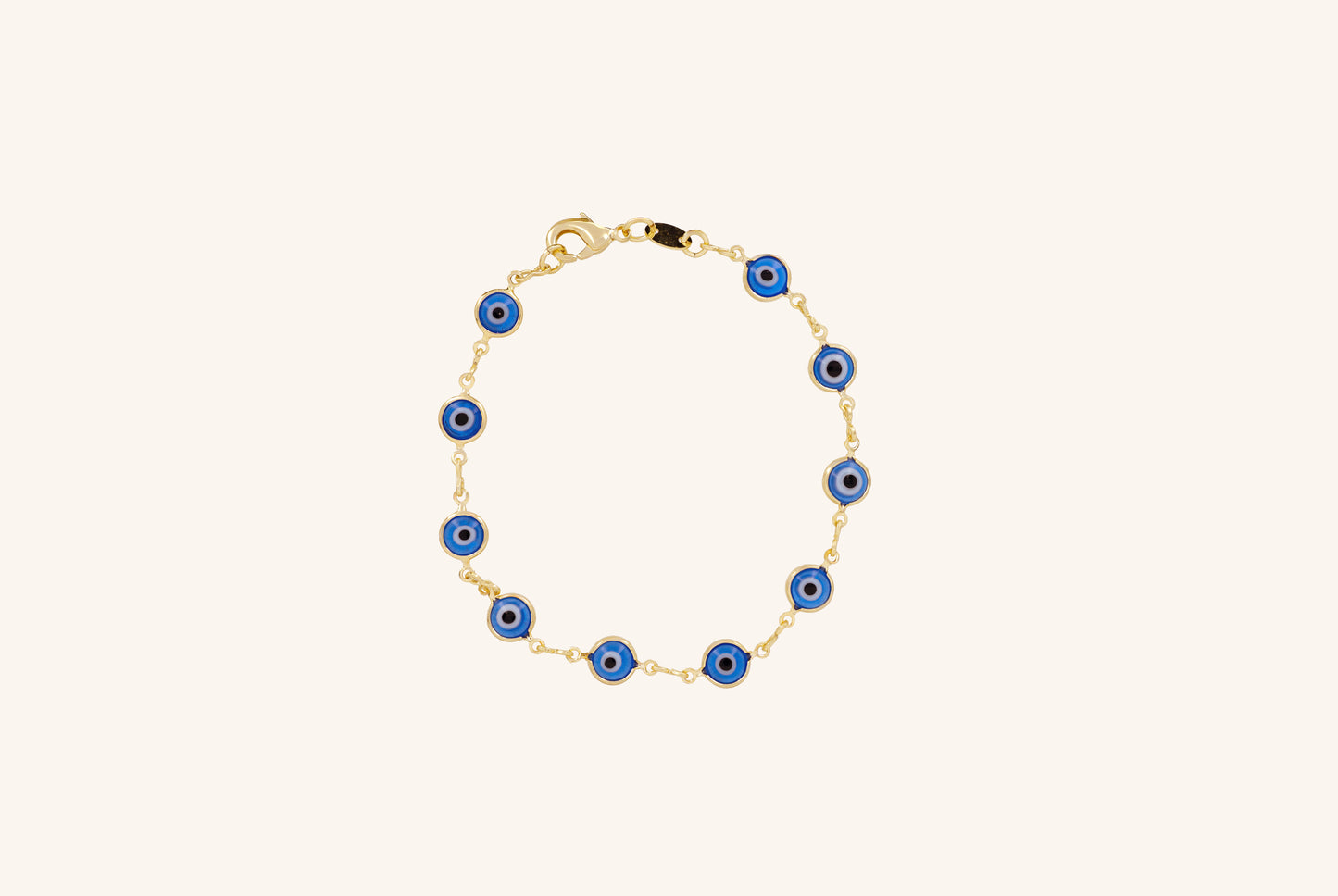 Brățară placată cu aur 18 K Elisa, model cu talismane in forma de ochiul magic, lungime 19 cm 