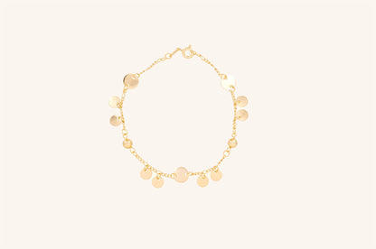 Brățară placată cu aur 18 K Ema, model cu pandantive in forma de banuti, lungime 19 cm 