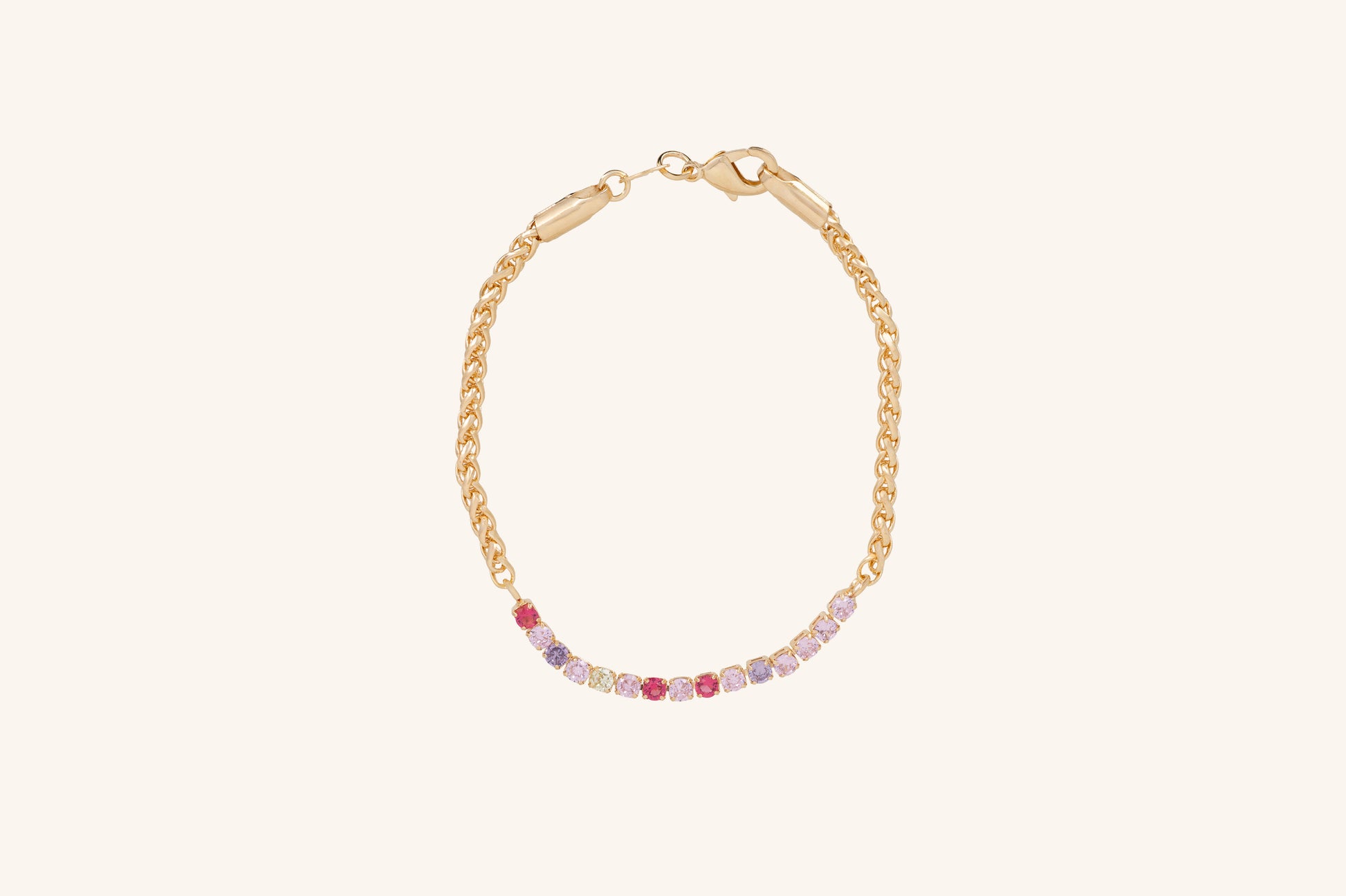 Brățară placată cu aur 18 K Evelyne, model cu pietre colorate , lungime 19 cm 