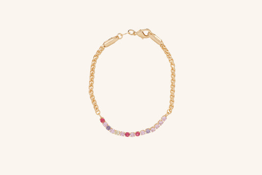 Brățară placată cu aur 18 K Evelyne, model cu pietre colorate , lungime 19 cm 