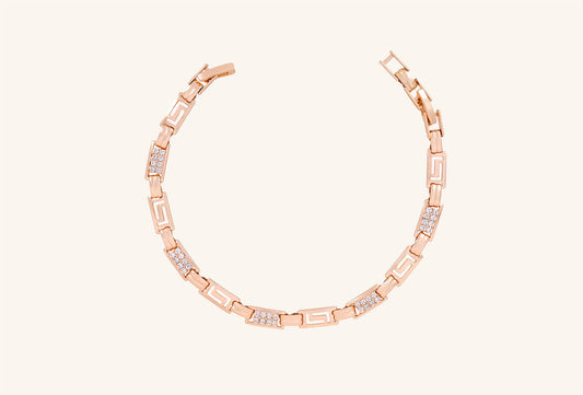 Brățară placată cu aur 18 K Iulia, cu pietre albe de zirconiu , lungime 18 cm cu o prelungire fixa de 2 cm.