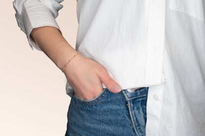 Brățară placată cu aur 18 K Olimpia, model cu bilute, lungime 18 cm 