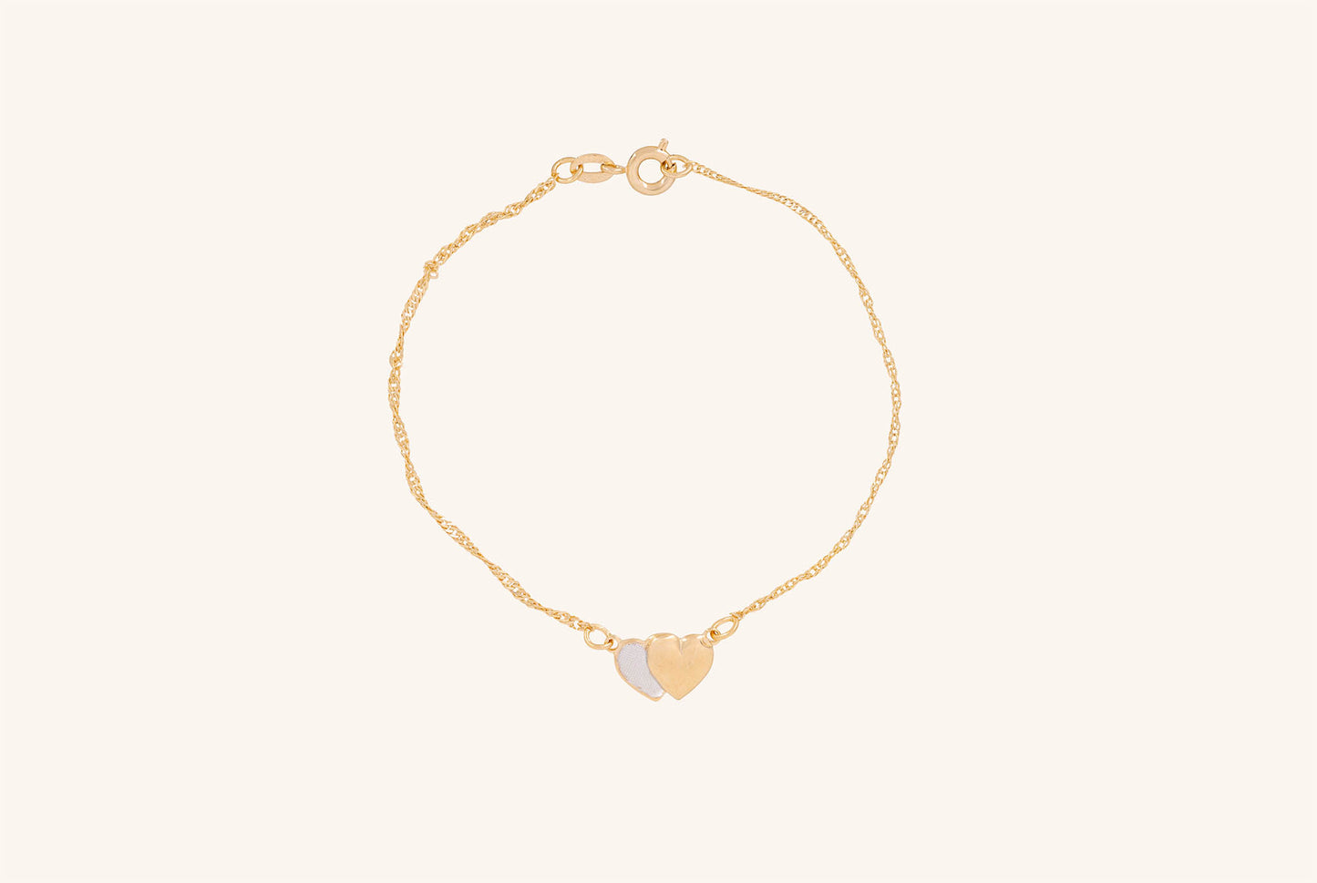 Brățară placată cu aur 18 K Olivia, model simplu cu inimioare, lungime 19 cm 