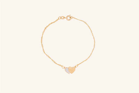 Brățară placată cu aur 18 K Olivia, model simplu cu inimioare, lungime 19 cm 