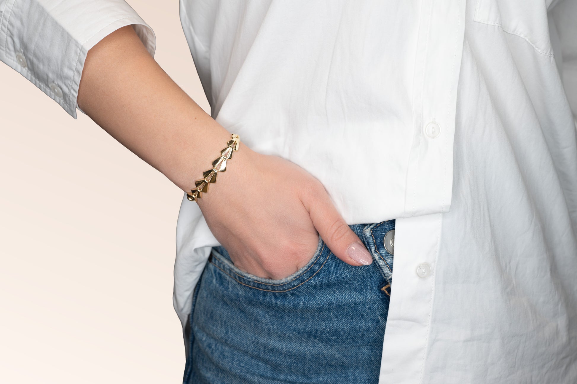 Brățară placată cu aur 18 K Raisa, fara pietre, lungime 16,5 cm cu prelungire de 1,5 cm 