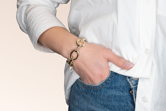 Brățară placată cu aur 18 K Ruxandra, model simplu cu zale, lungime 20,5 cm 