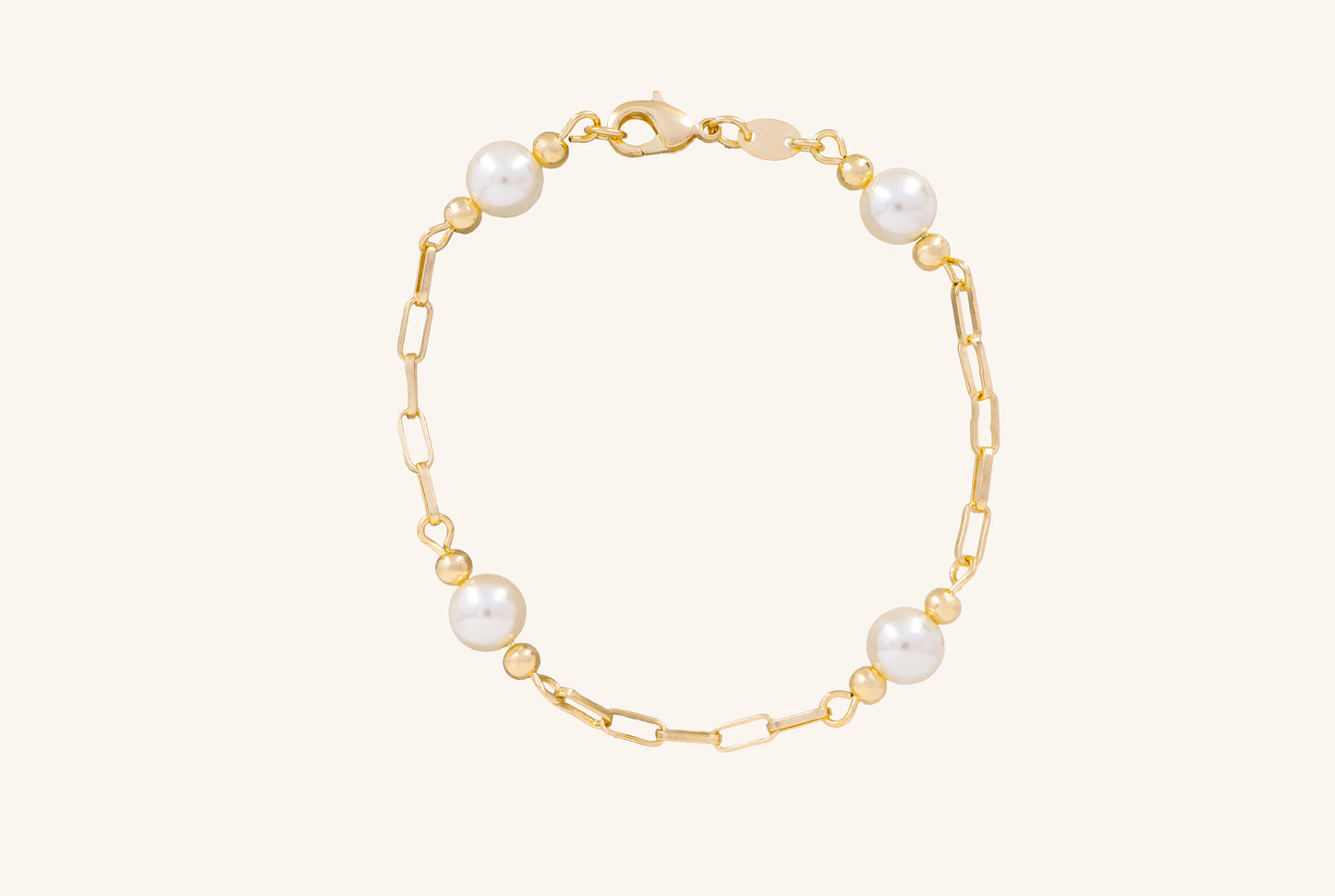 Brățară placată cu aur 18 K Sienna, model cu perlute, lungime 19,5 cm 