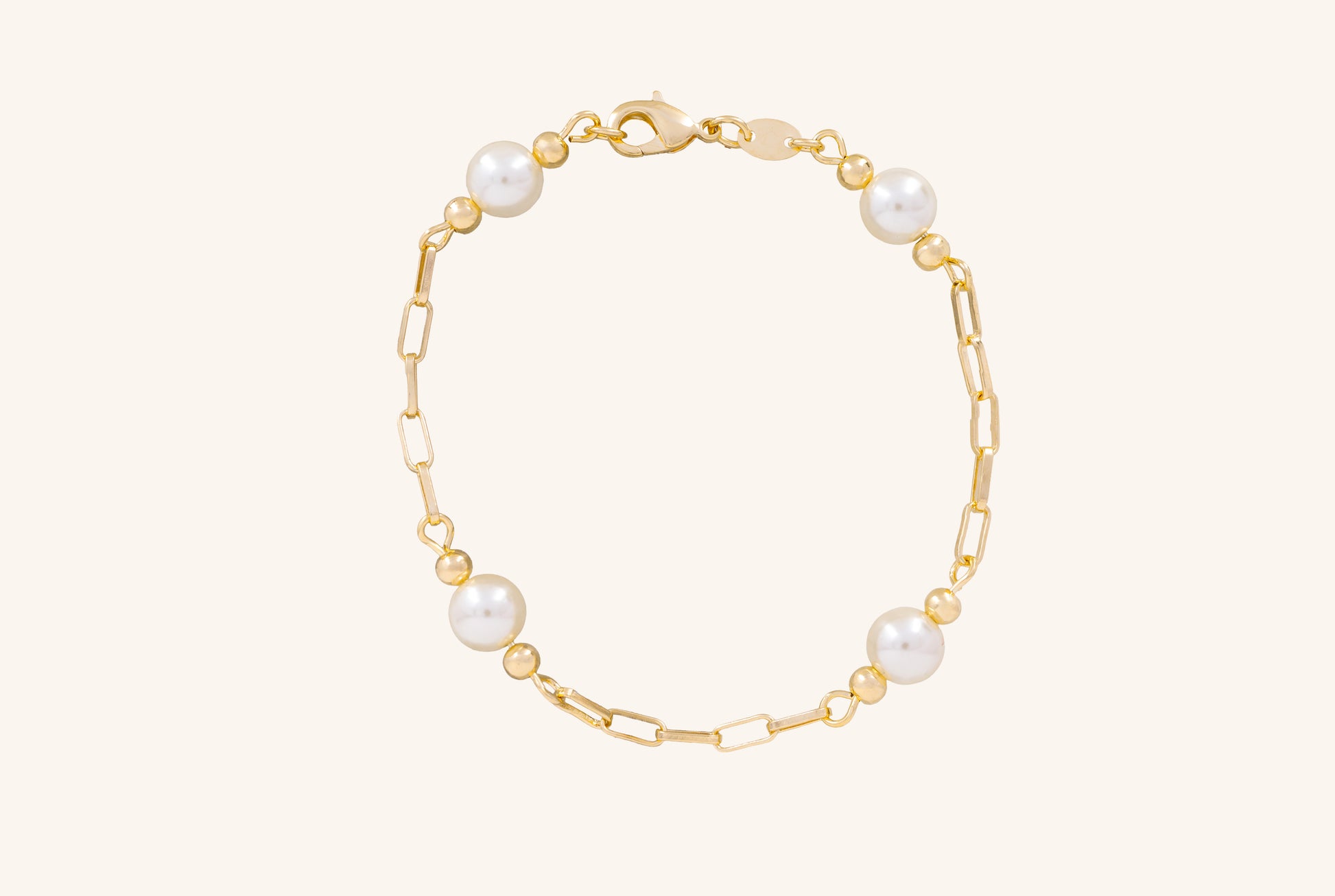 Brățară placată cu aur 18 K Sienna, model cu perlute, lungime 19,5 cm 