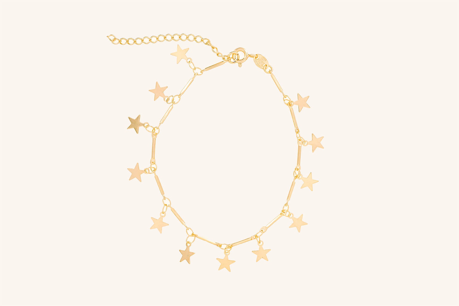 Brățară placată cu aur 18 K Silvana, model cu stelute, lungime 19,5 cm cu prelungire de 5 cm