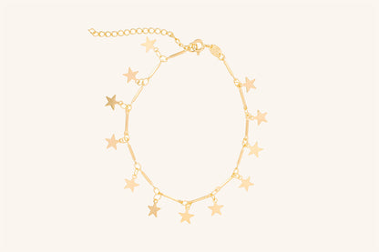 Brățară placată cu aur 18 K Silvana, model cu stelute, lungime 19,5 cm cu prelungire de 5 cm