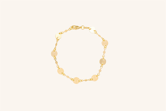 Brățară placată cu aur 18 K Soleil, model cu banuti, lungime 19 cm 