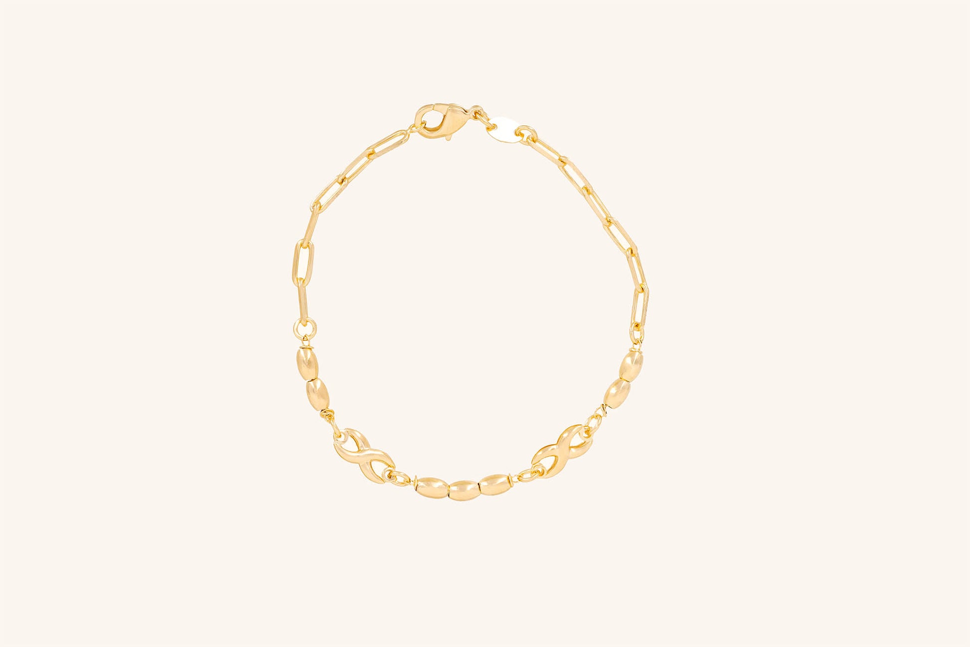 Brățară placată cu aur  18 K Vespera, model cu infinit, lungime 19,5 cm 