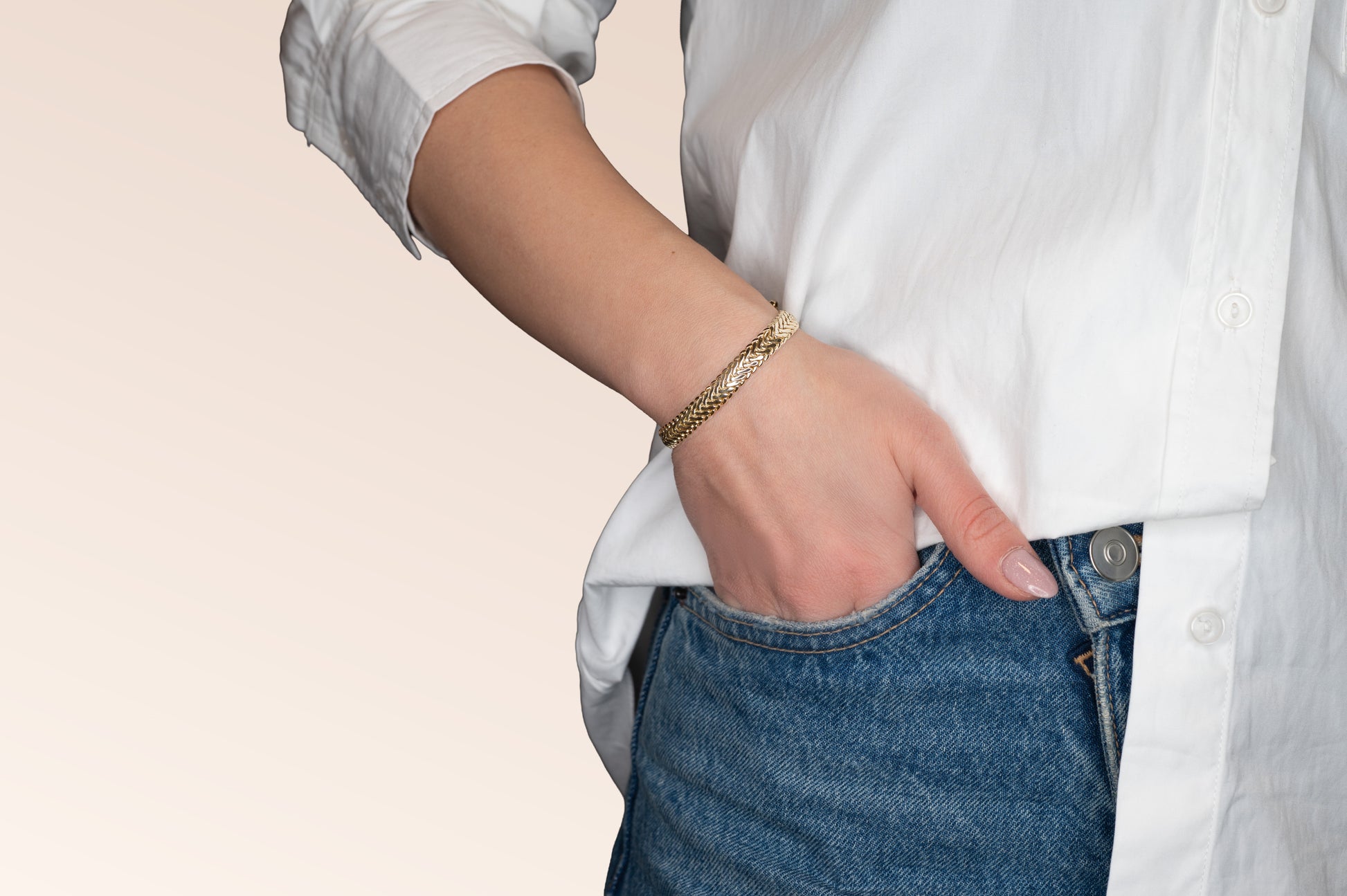 Brățară placată cu aur 18 K Zaira, model simplu, lungime 20 cm 