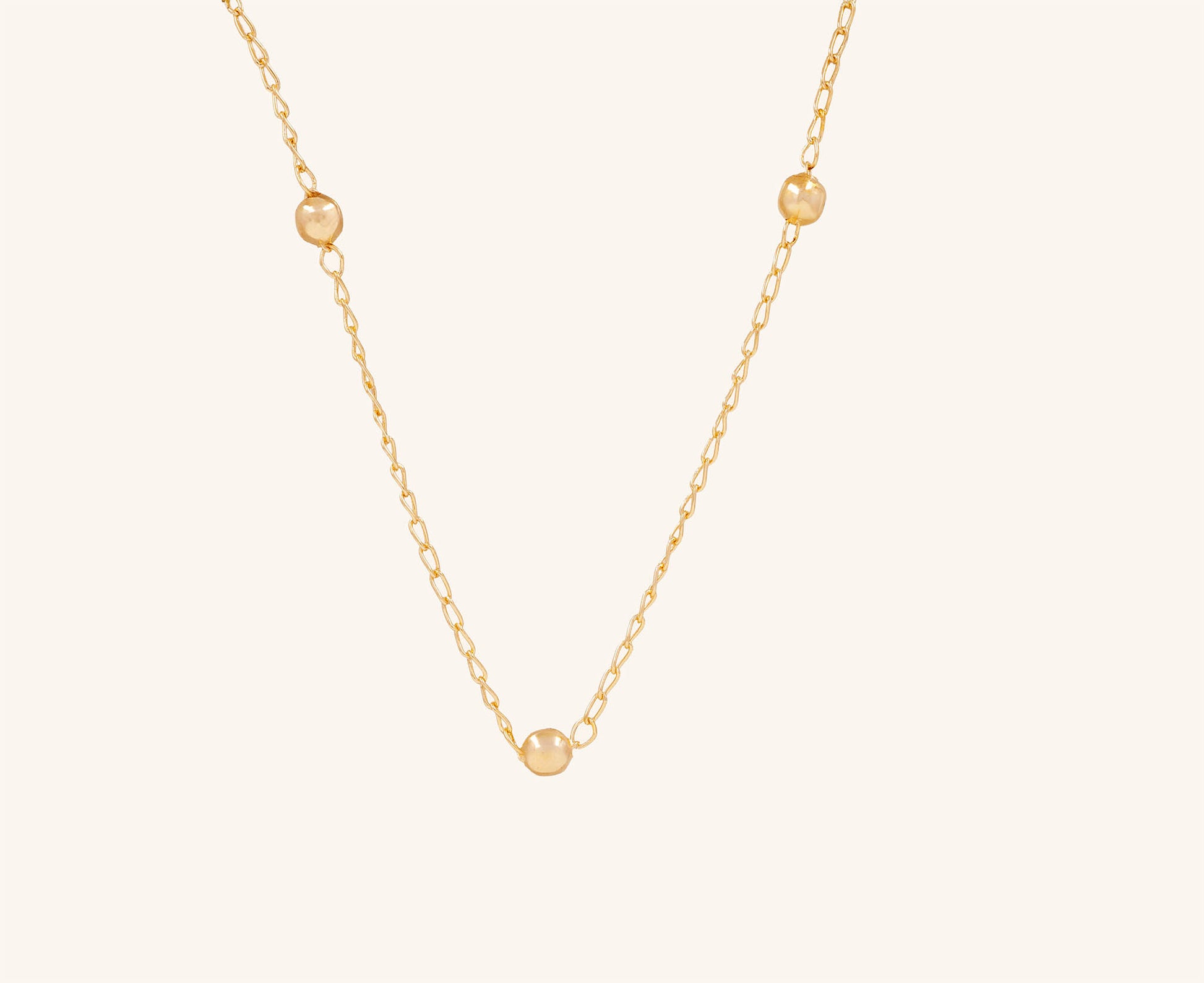 Colier placat cu aur 18 K Alina, model cu bilute, lungime 44 cm