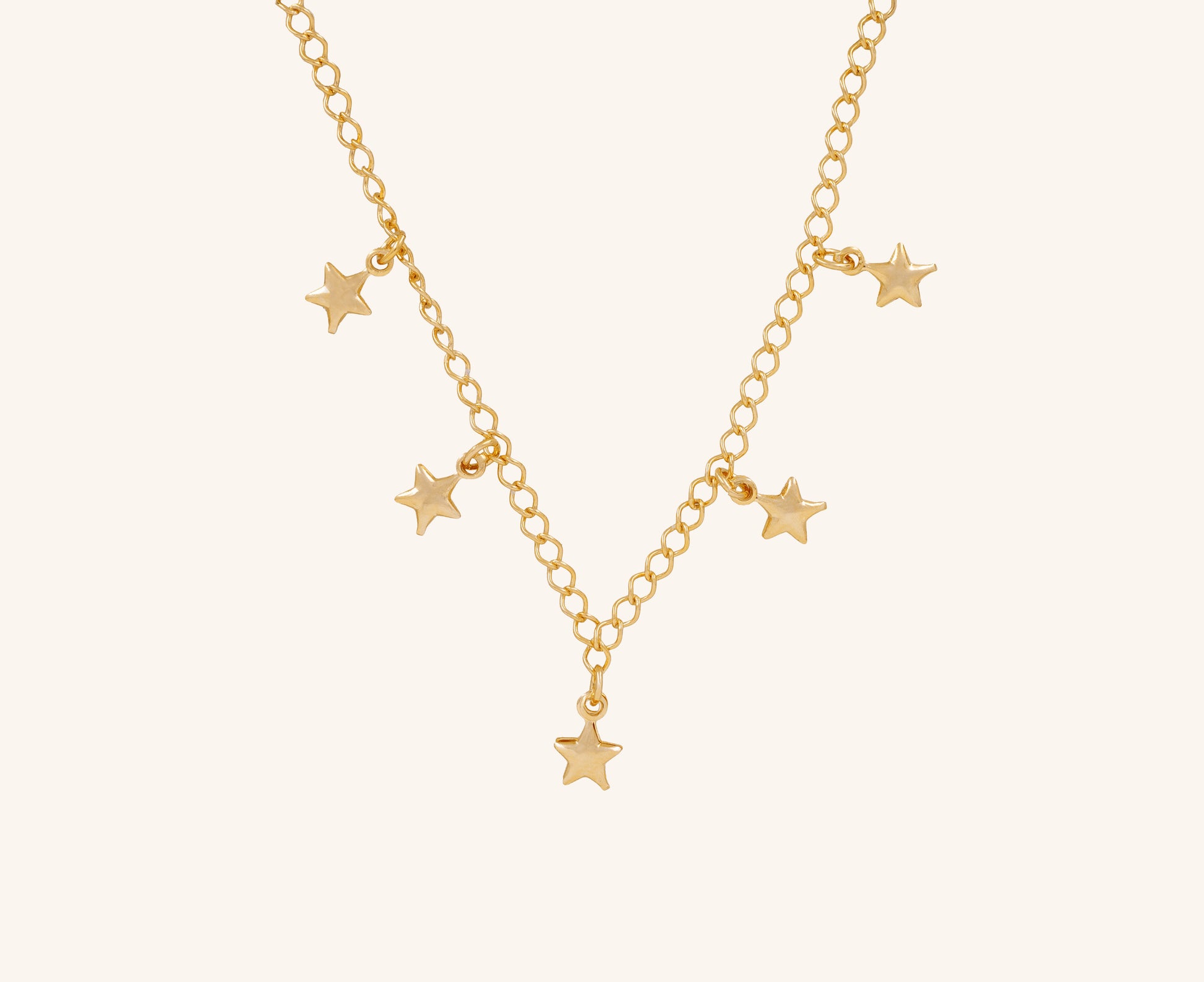 Colier placat cu aur 18 K Amelia, model cu stelute, lungime 44,5 cm cu prelungire 5 cm