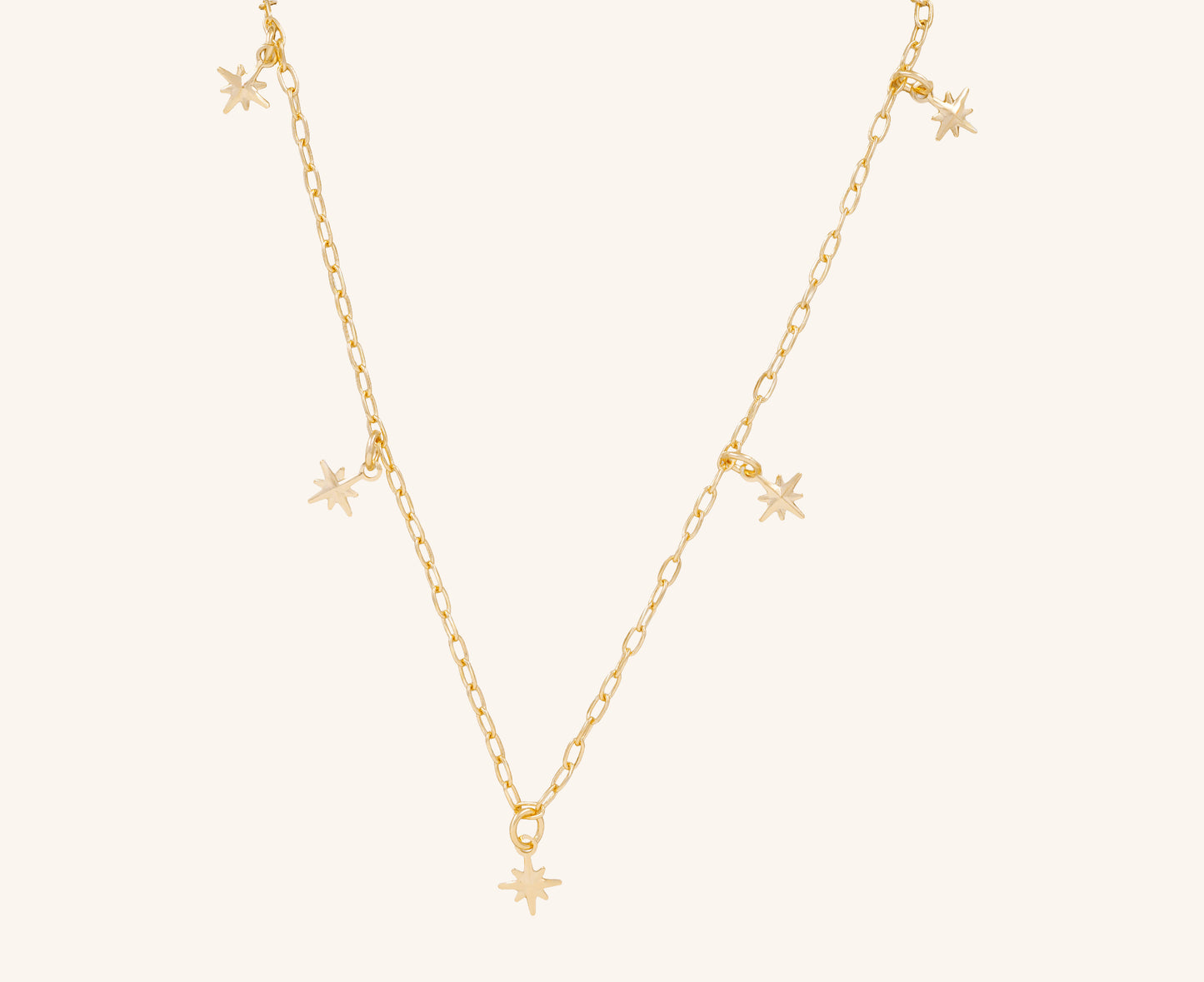 Colier placat cu aur 18 K Anastasia, model cu stelute, lungime 40 cm cu prelungire 5 cm