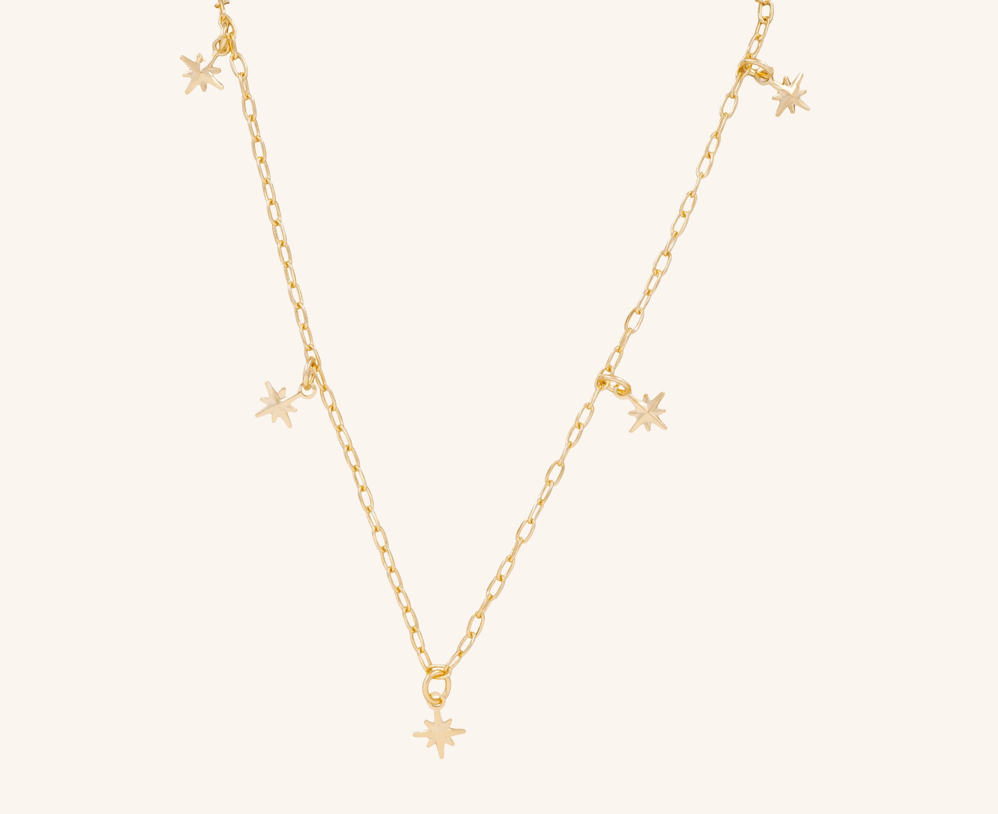 Colier placat cu aur 18 K Anastasia, model cu stelute, lungime 40 cm cu prelungire 5 cm