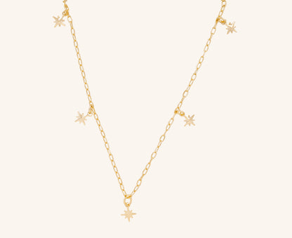 Colier placat cu aur 18 K Anastasia, model cu stelute, lungime 40 cm cu prelungire 5 cm