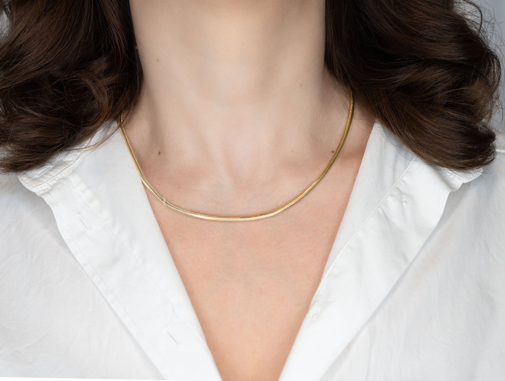 Colier placat cu aur 18 K Bianca, model clasic, fara pietre, lungime 45 cm