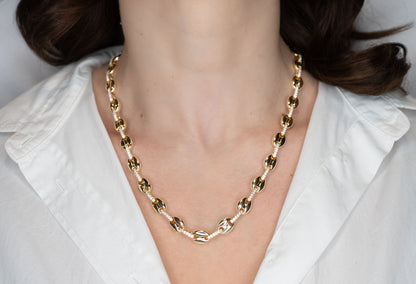 Colier placat cu aur 18 K Charlotte, model cu bile si pietre albe din zirconiu, lungime 49 cmi