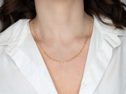 Colier placat cu aur 18 K Gabriela, model cu zale fatetate, lungime 46 cm