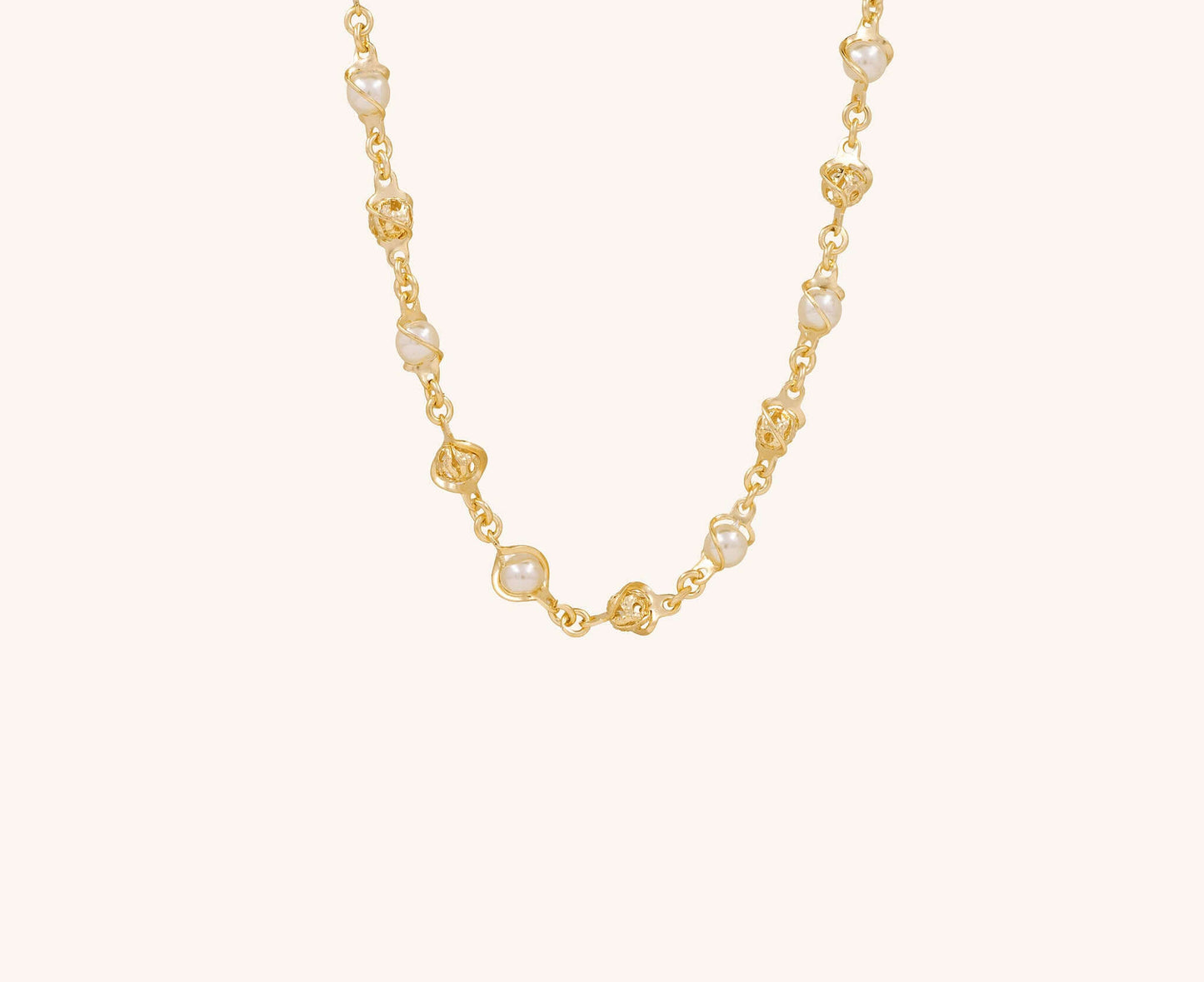 Colier placat cu aur Grace, model cu bilute si perlute, lungime 45 cm cu prelungire 5 cm