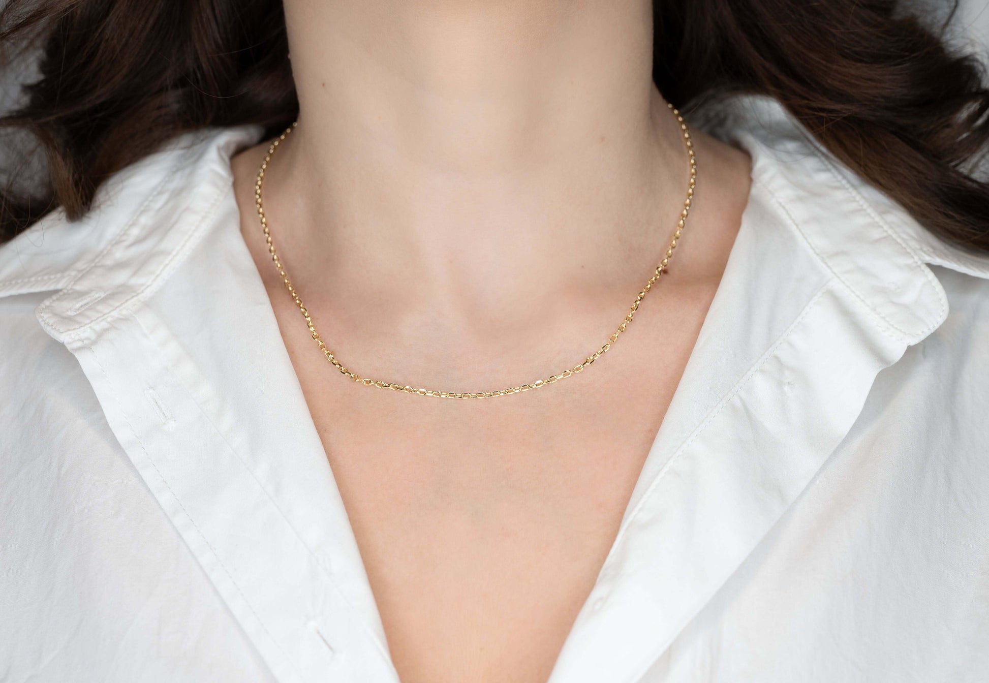 Colier placat cu aur Katherine, model simplu, lungime 44 cm