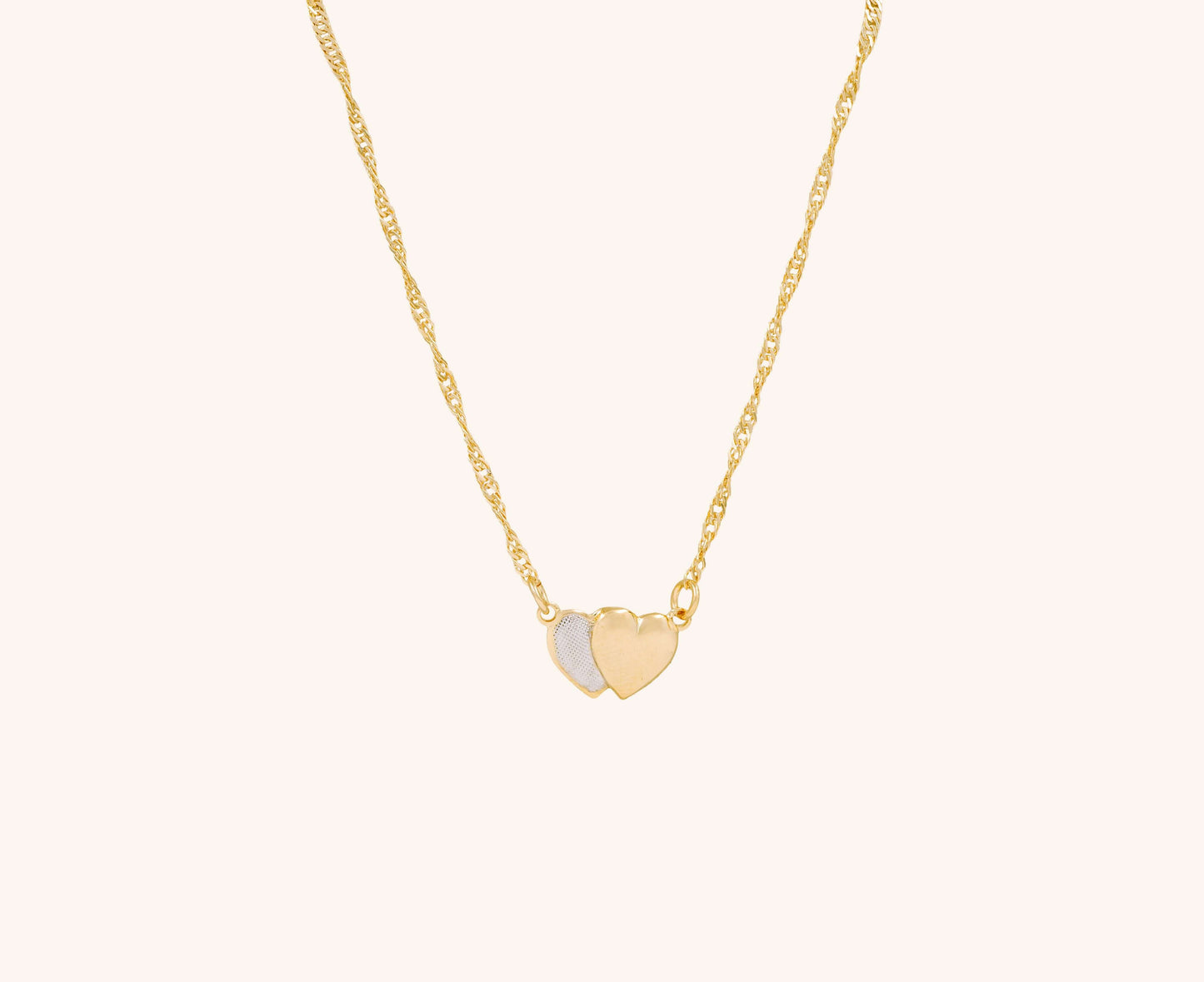 Colier placat cu aur Olivia cu pandantiv cu inimioare, lungime 45 cm, 