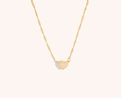 Colier placat cu aur Olivia cu pandantiv cu inimioare, lungime 45 cm, 