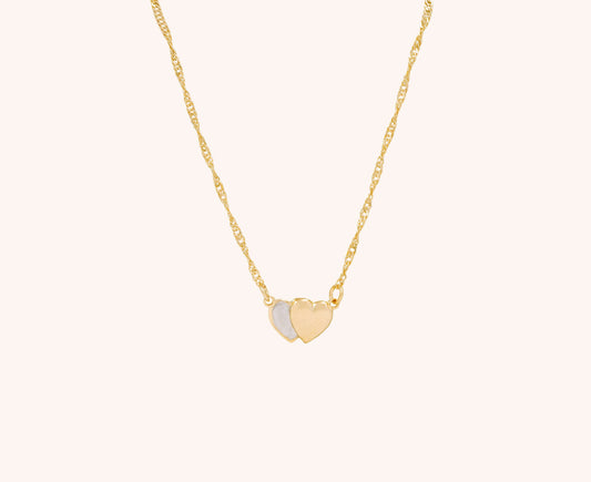 Colier placat cu aur Olivia cu pandantiv cu inimioare, lungime 45 cm, 